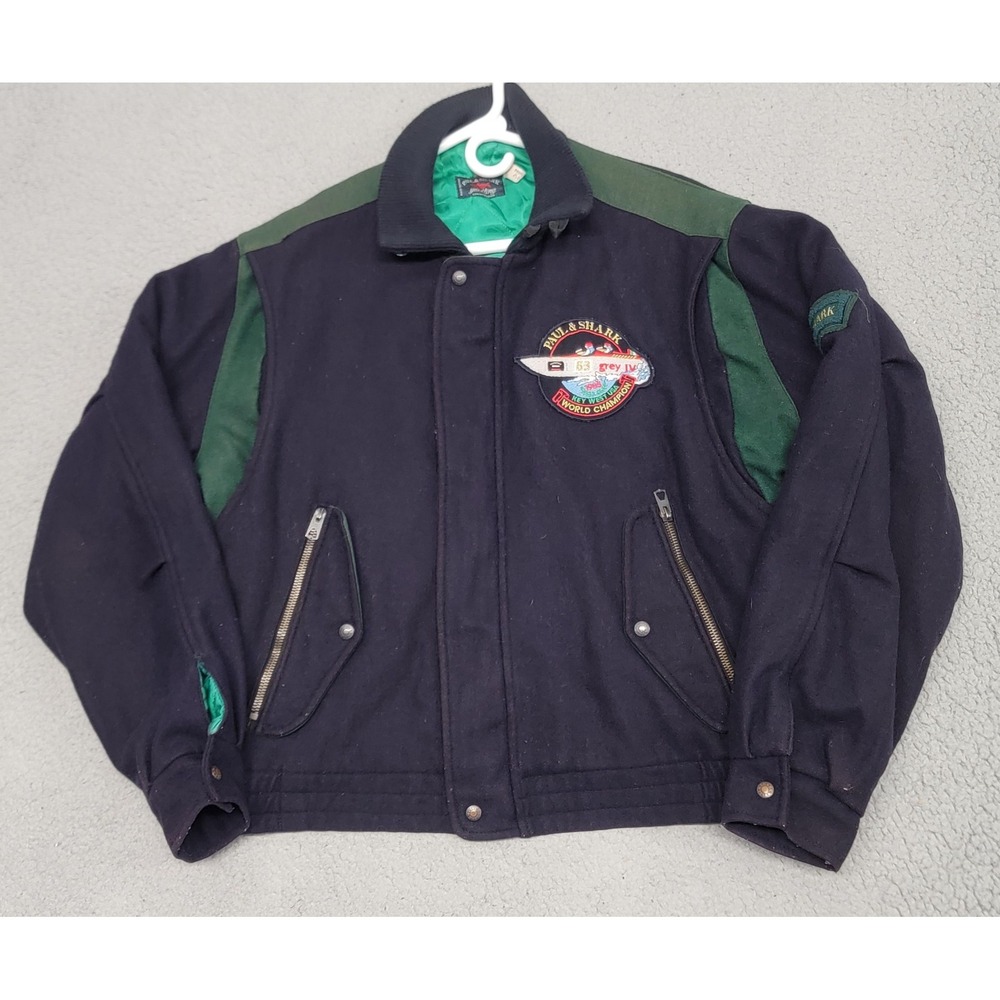 Paul & Shark Yachting Jacket Mens Medium Navy Wool Lined Bomber Key West 80s
